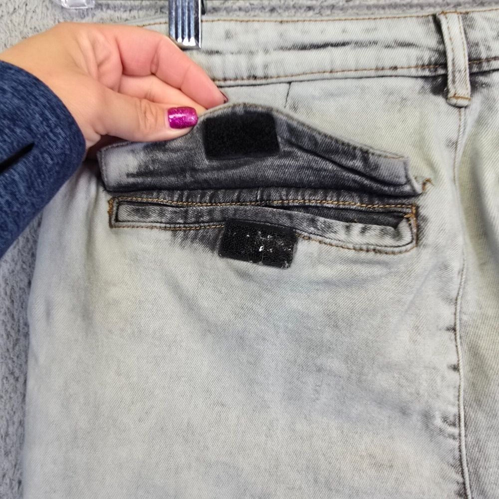 Slim Straight Cargo Jeans‎ Men's 32 Gray Acid Wash Skater Grunge Y2K Stretch - Picture 15 of 16